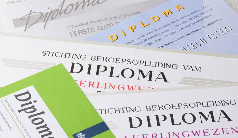 Diverse diploma's op een hoop